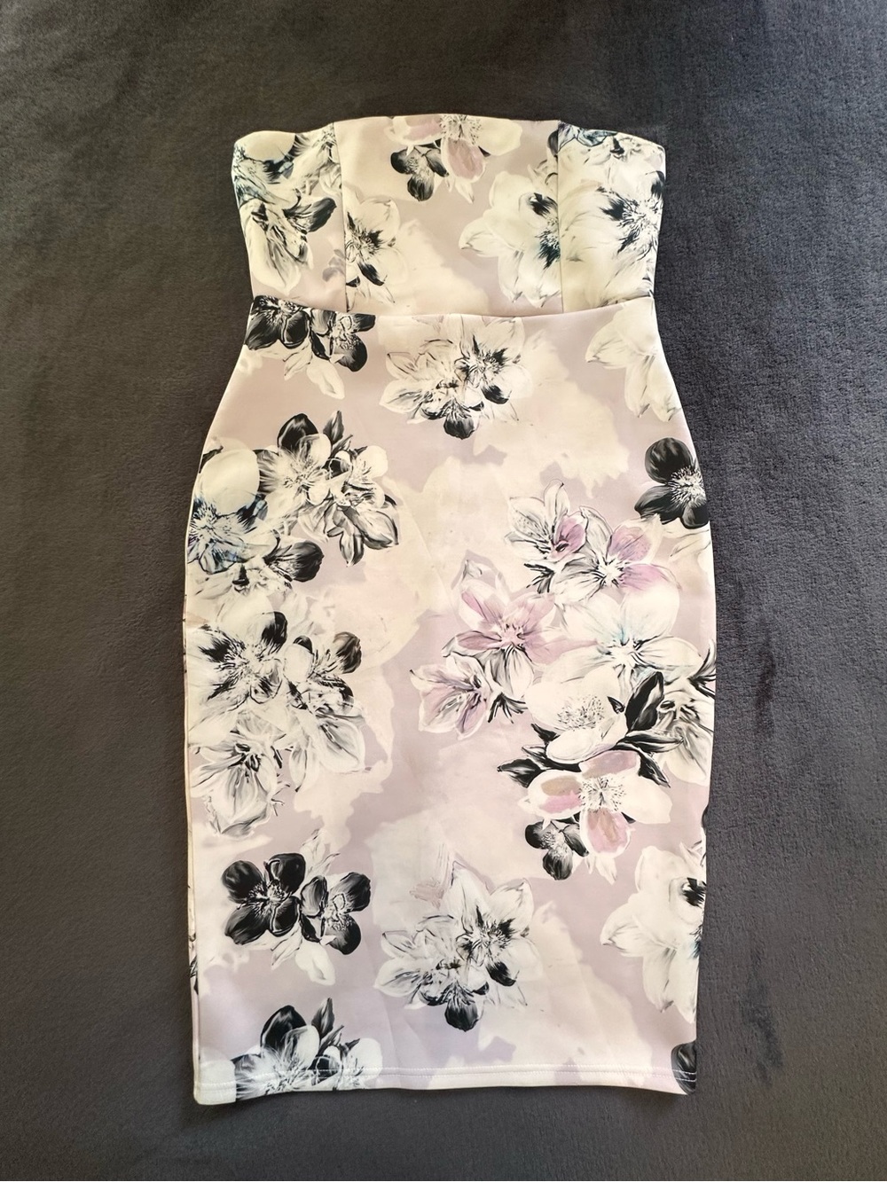 ASOS Strapless Floral Bodycon Dress in Lilac and Black Size 10 Women’s A2-015